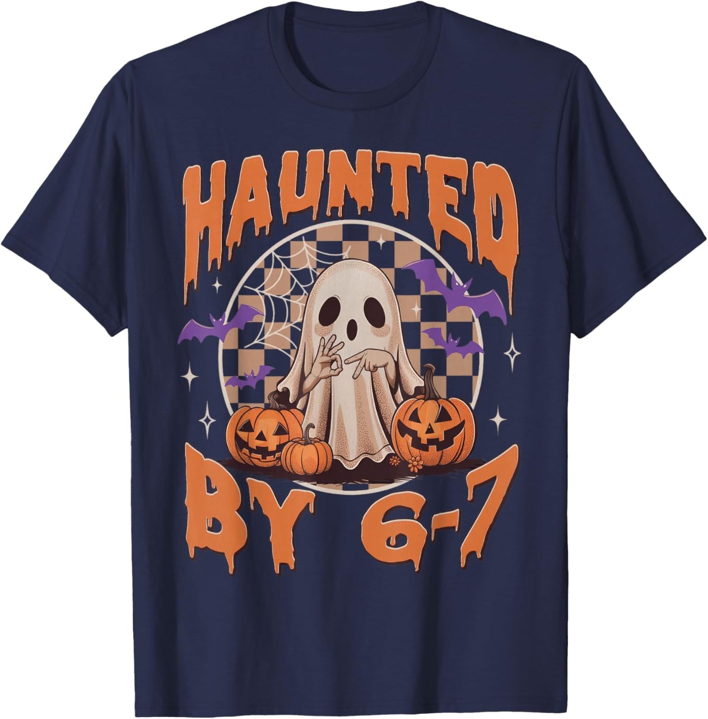Haunted by 67 – Funny Ghost and Pumpkin Halloween Costume T-Shirt - T-Shirt | Navy