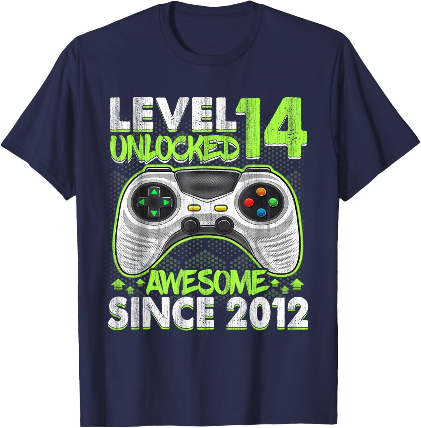 Level 14 Unlocked 14th Birthday Boys Video Gamer 14 Year Old T-Shirt - T-Shirt | Navy