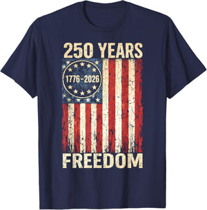 Flag Vintage 250 Years American 1776 2026 250th USA Birthday T-Shirt - T-Shirt | Navy