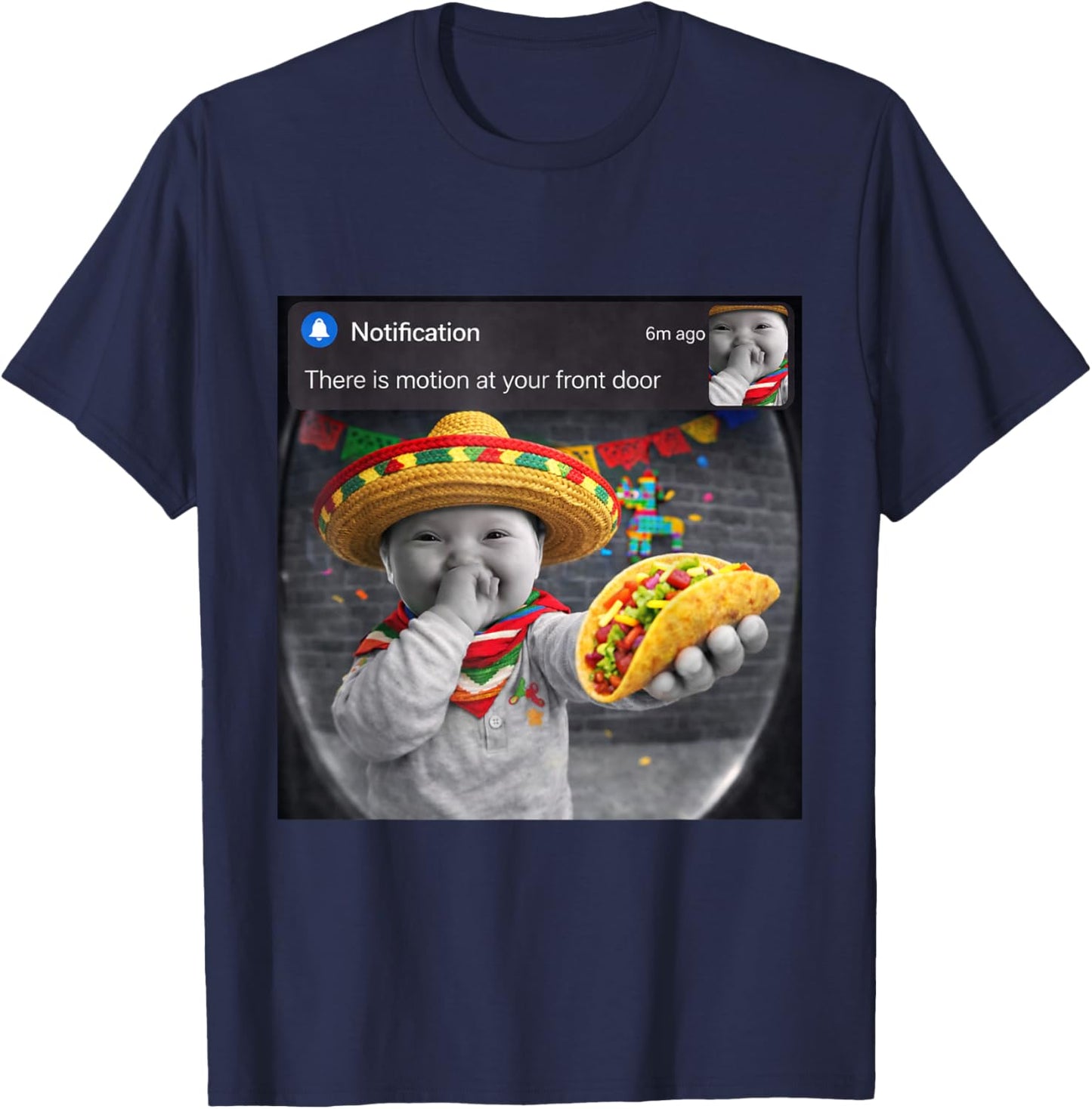Funny Cinco De Mayo Niche Ai Baby with Taco Motion Meme T-Shirt - T-Shirt | Navy