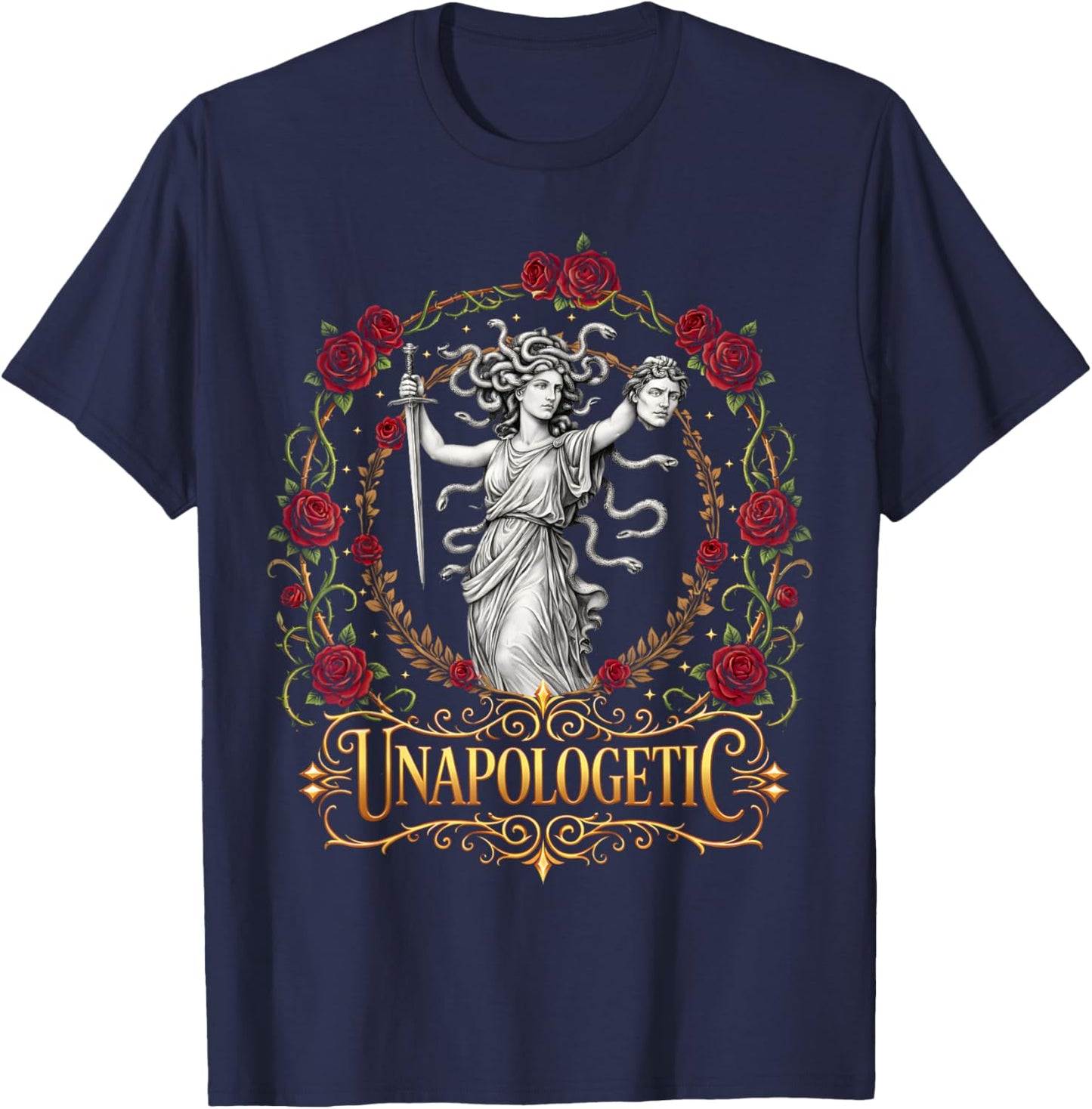 Unapologetic Medusa Feminist Women T-Shirt - T-Shirt | Navy