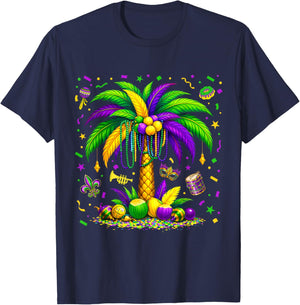 Palm Tree Hawaiian Tropical Party Mardi Gras Men Women Kids T-Shirt - T-Shirt | Navy