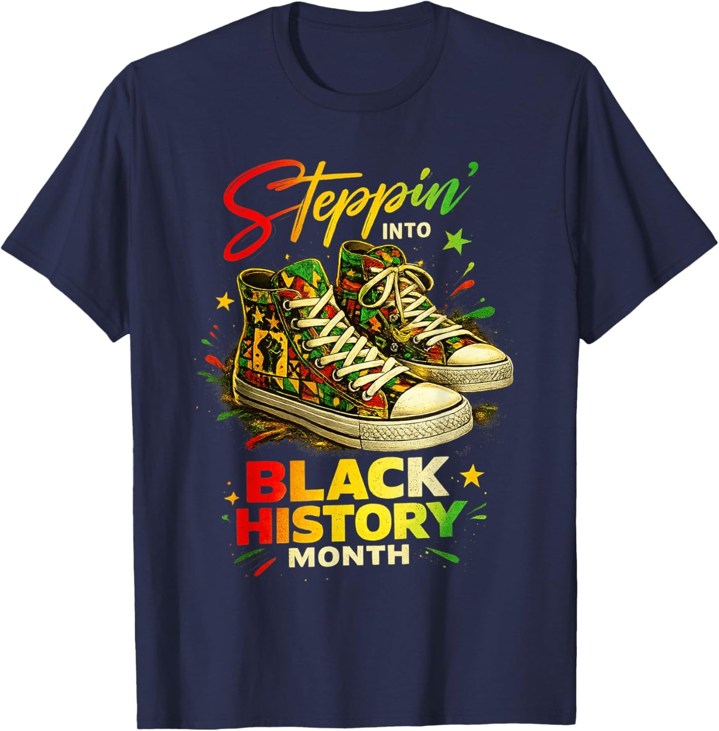Stepping Into Black History Month Black Girls Sneakers Men T-Shirt - T-Shirt | Navy
