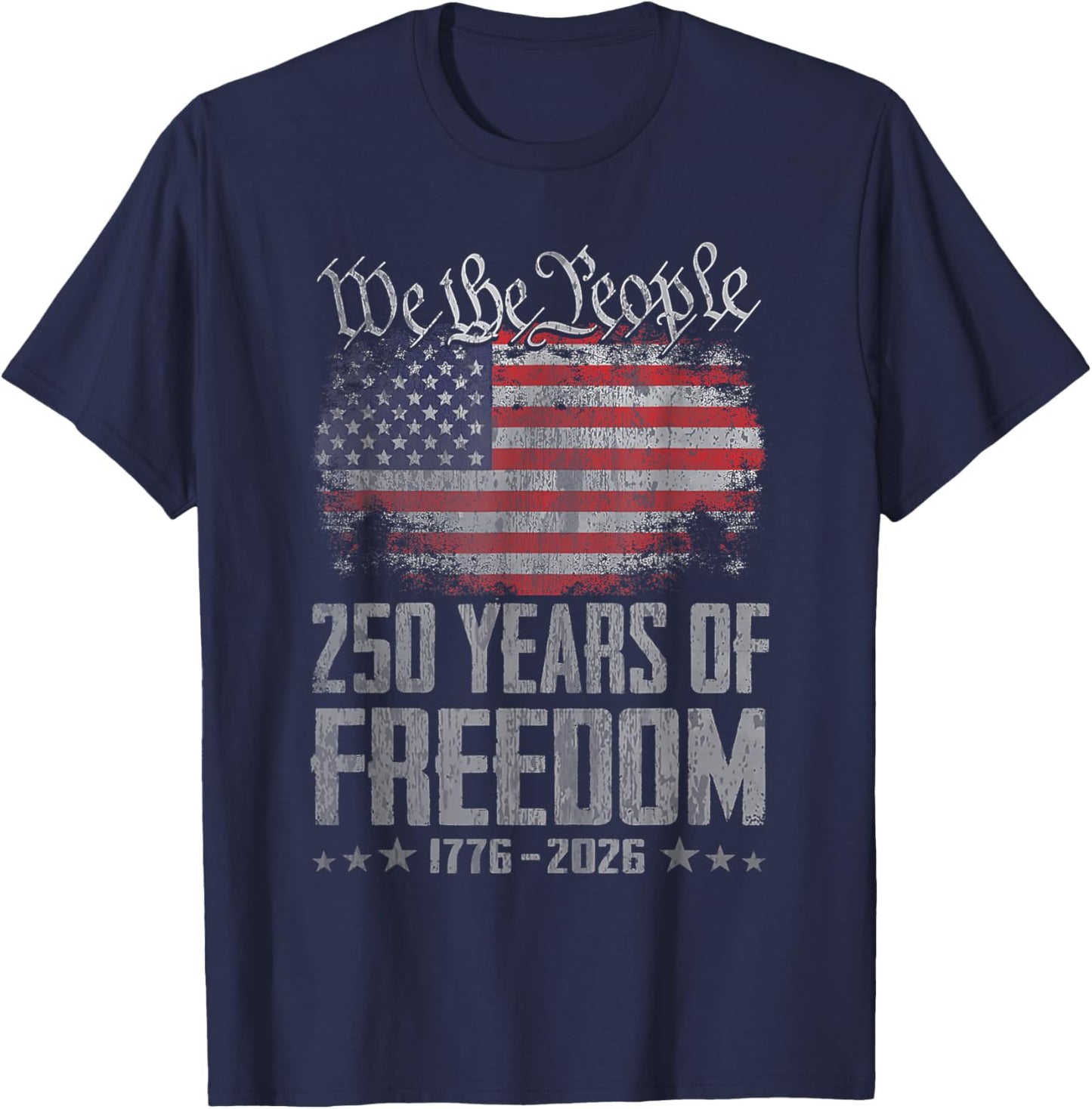 250 Years 1776 2026 250th Vintage American Flag 4th of July T-Shirt - T-Shirt | Navy