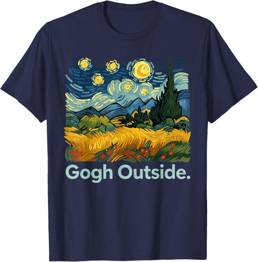 Gogh Outside Starry Night Nature Lover Funny Artist T-Shirt - T-Shirt | Navy