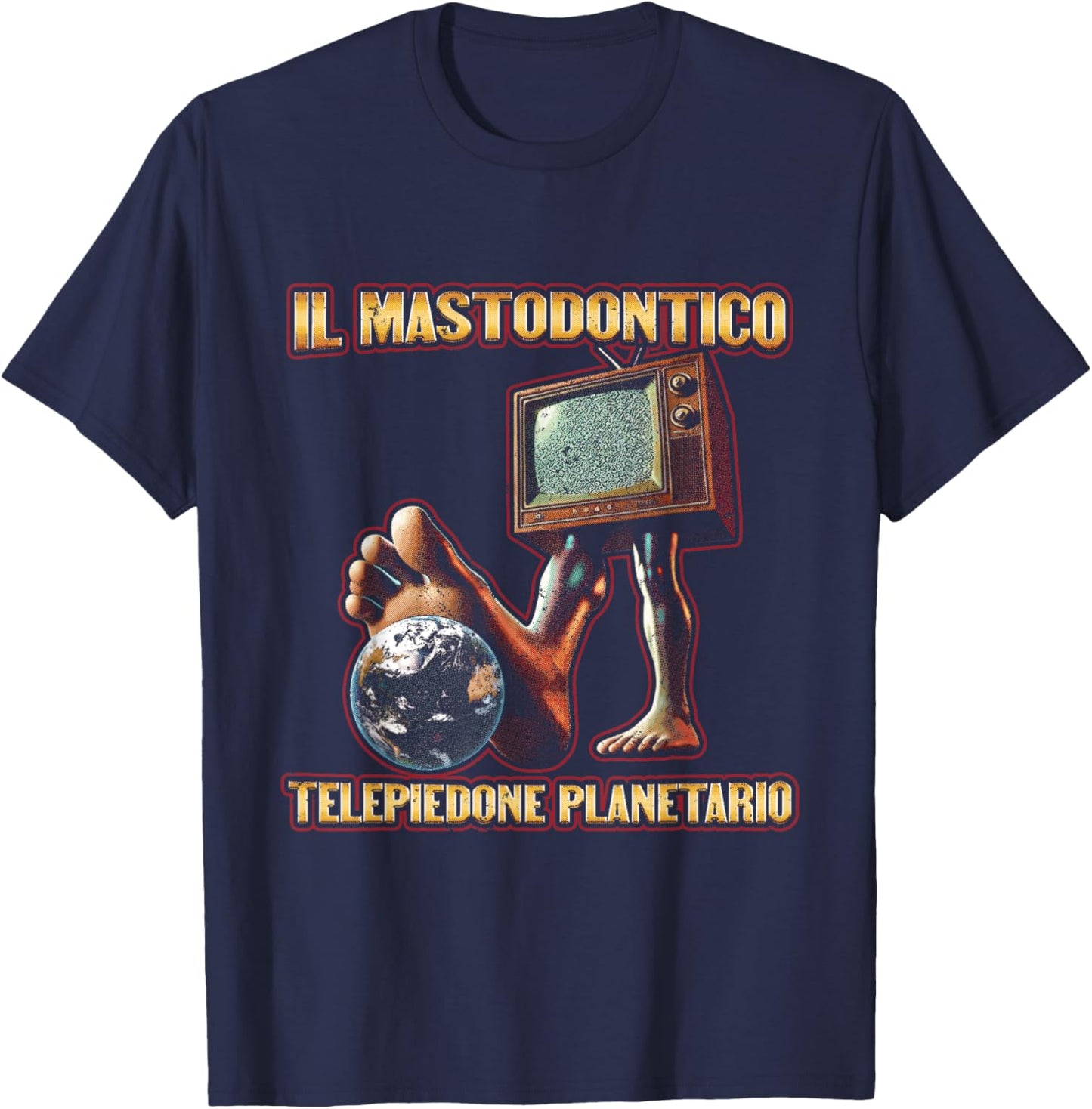 Il Mastodontico Telepiedone Planetario | Italian Brainrot T-Shirt - T-Shirt | Navy