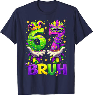 Bruh 67 Six Seven 6 7 Meme Funny Mardi Gras Boy Girl Kids T-Shirt - T-Shirt | Navy