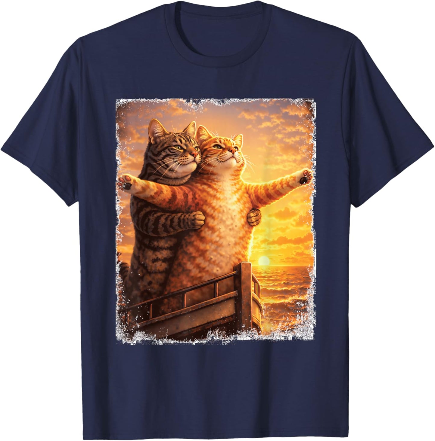 Titanic Cat Meme - Cat Lover Kitten Owner Kitty T-Shirt - T-Shirt | Navy