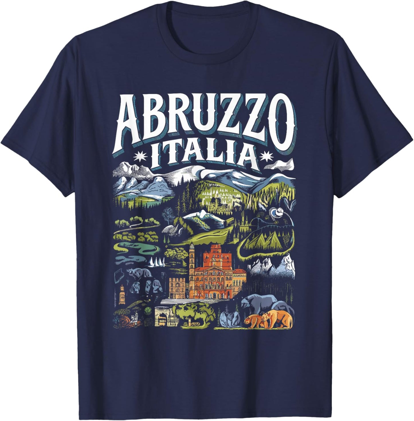 Abruzzo Italia Vintage Flag Design T-Shirt - T-Shirt | Navy