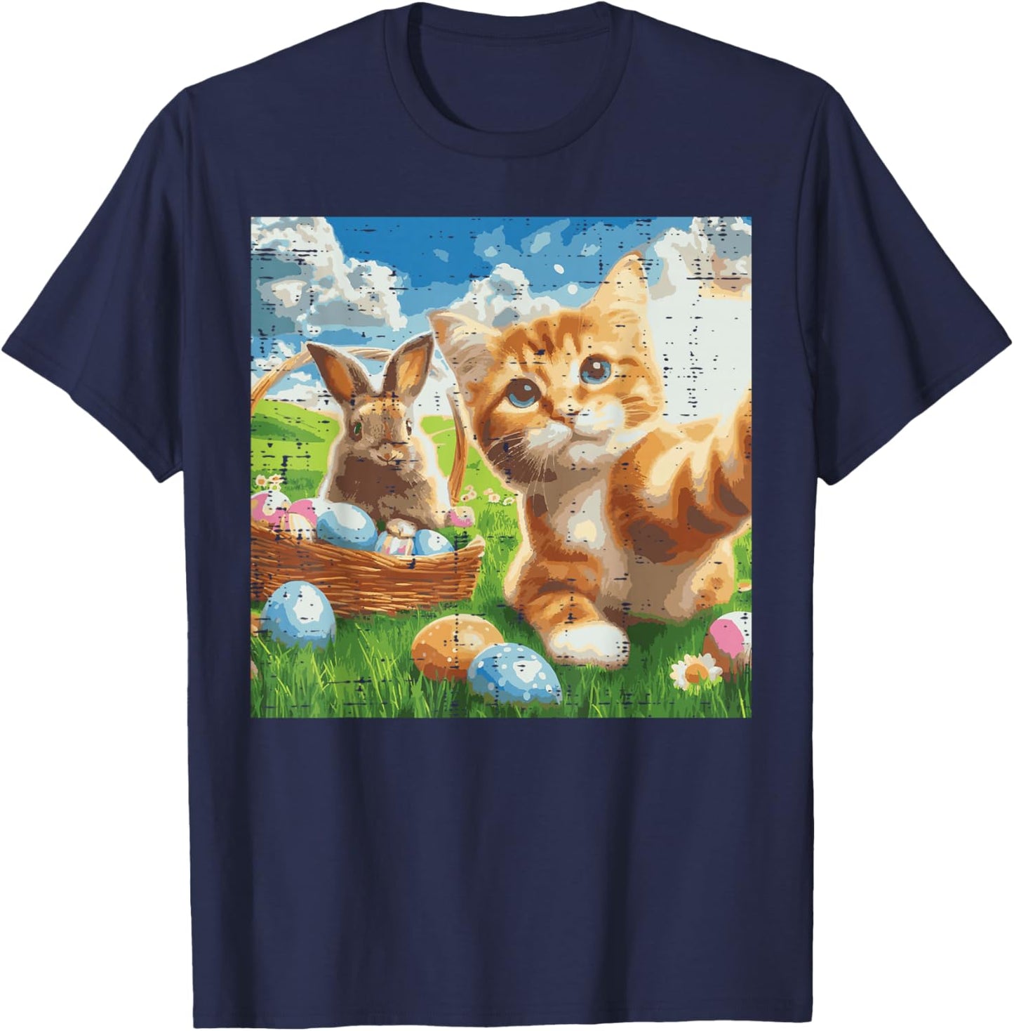 Easter Bunny Cat Selfie Cute Rabbit Kitten Meme Women Girls T-Shirt - T-Shirt | Navy