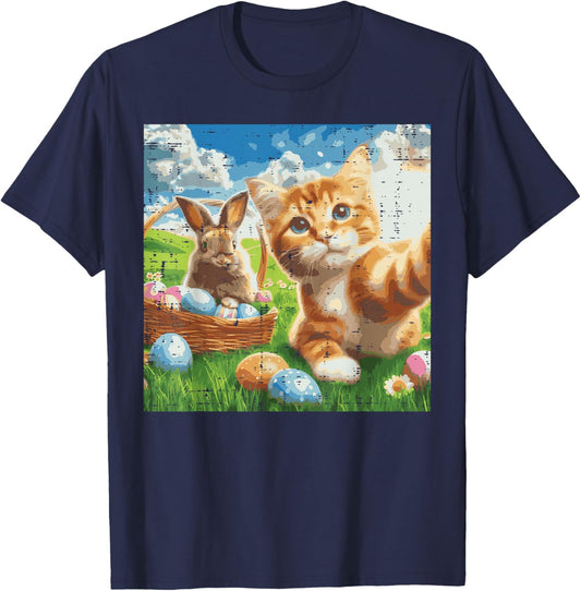 Easter Bunny Cat Selfie Cute Rabbit Kitten Meme Women Girls T-Shirt - T-Shirt | Navy