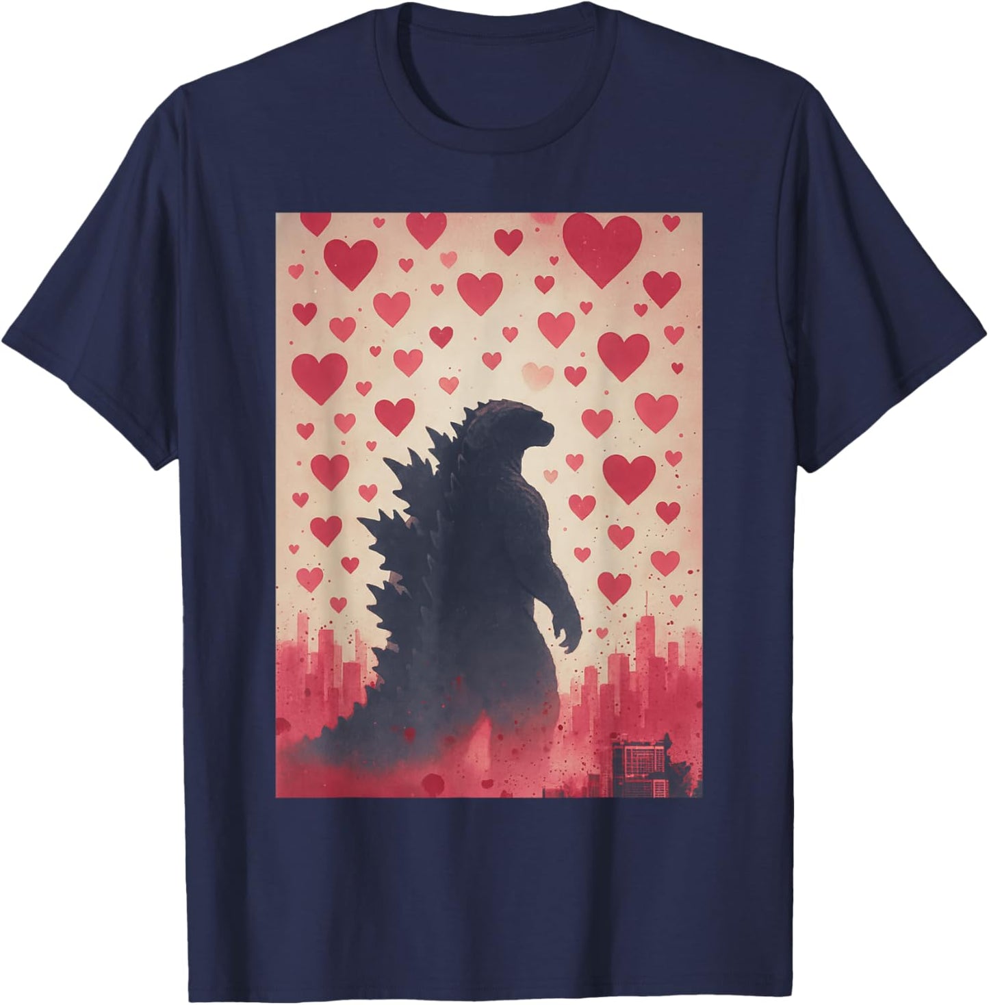 Japanese Valentine Kaiju Monster Art Men Boys Kids T-Shirt - T-Shirt | Navy