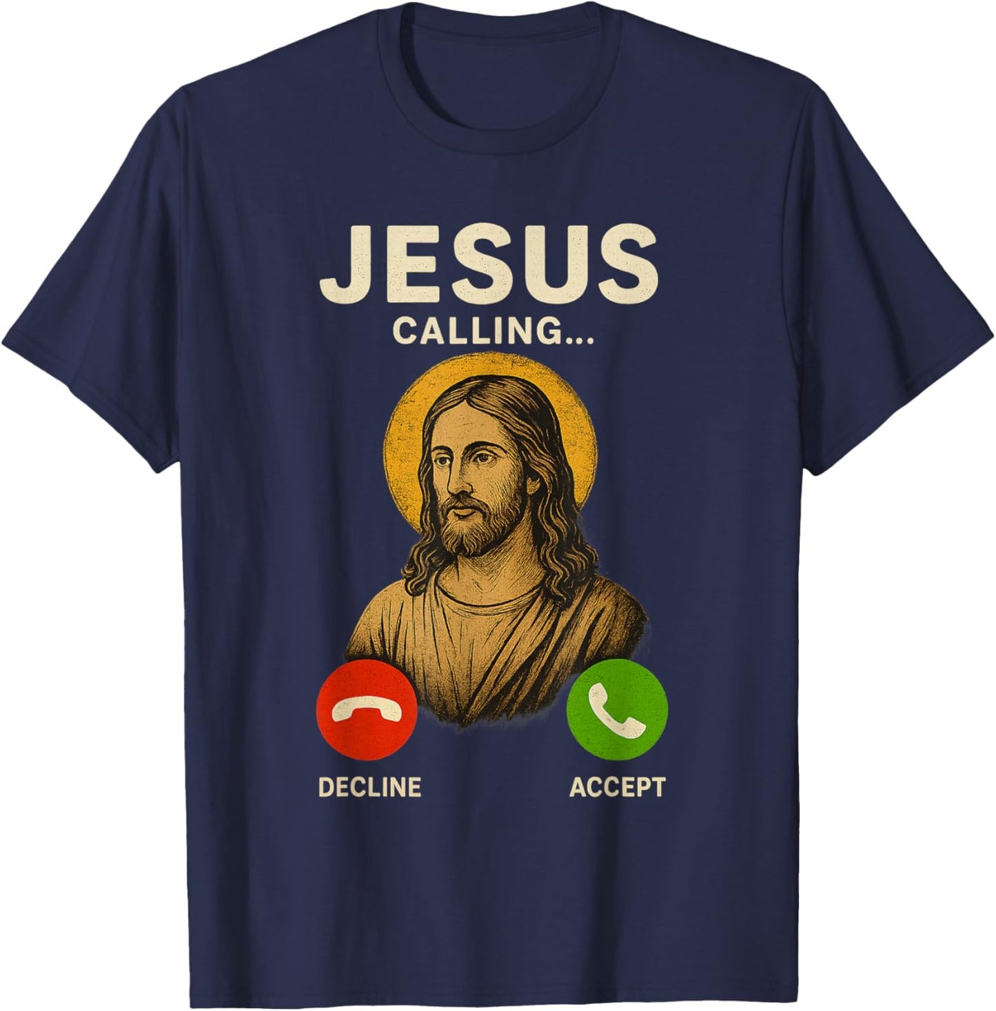 Jesus is Calling Christian T-Shirt - T-Shirt | Navy