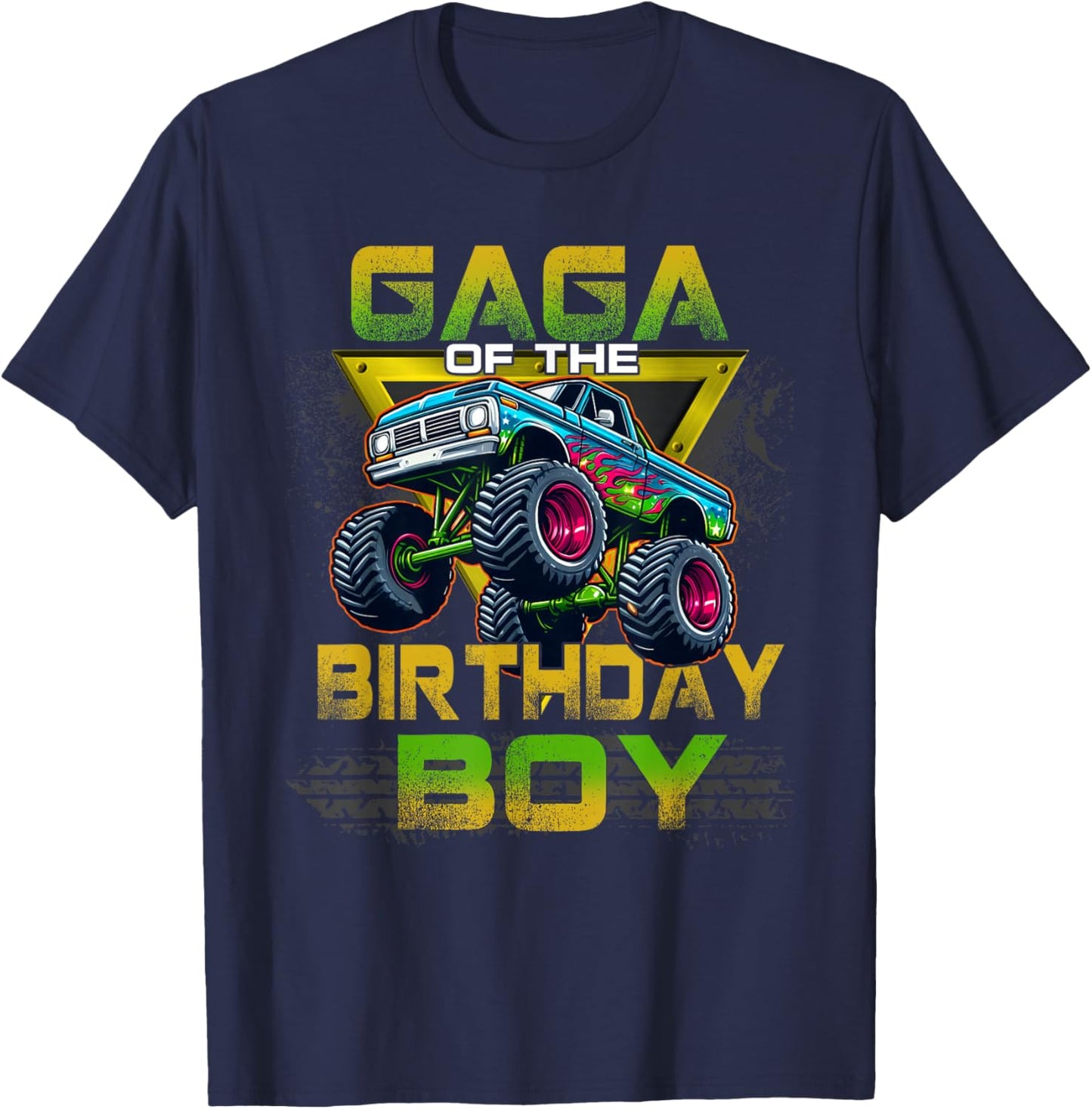 Gaga of The Birthday Boy Monster Truck Birthday Family T-Shirt - T-Shirt | Navy