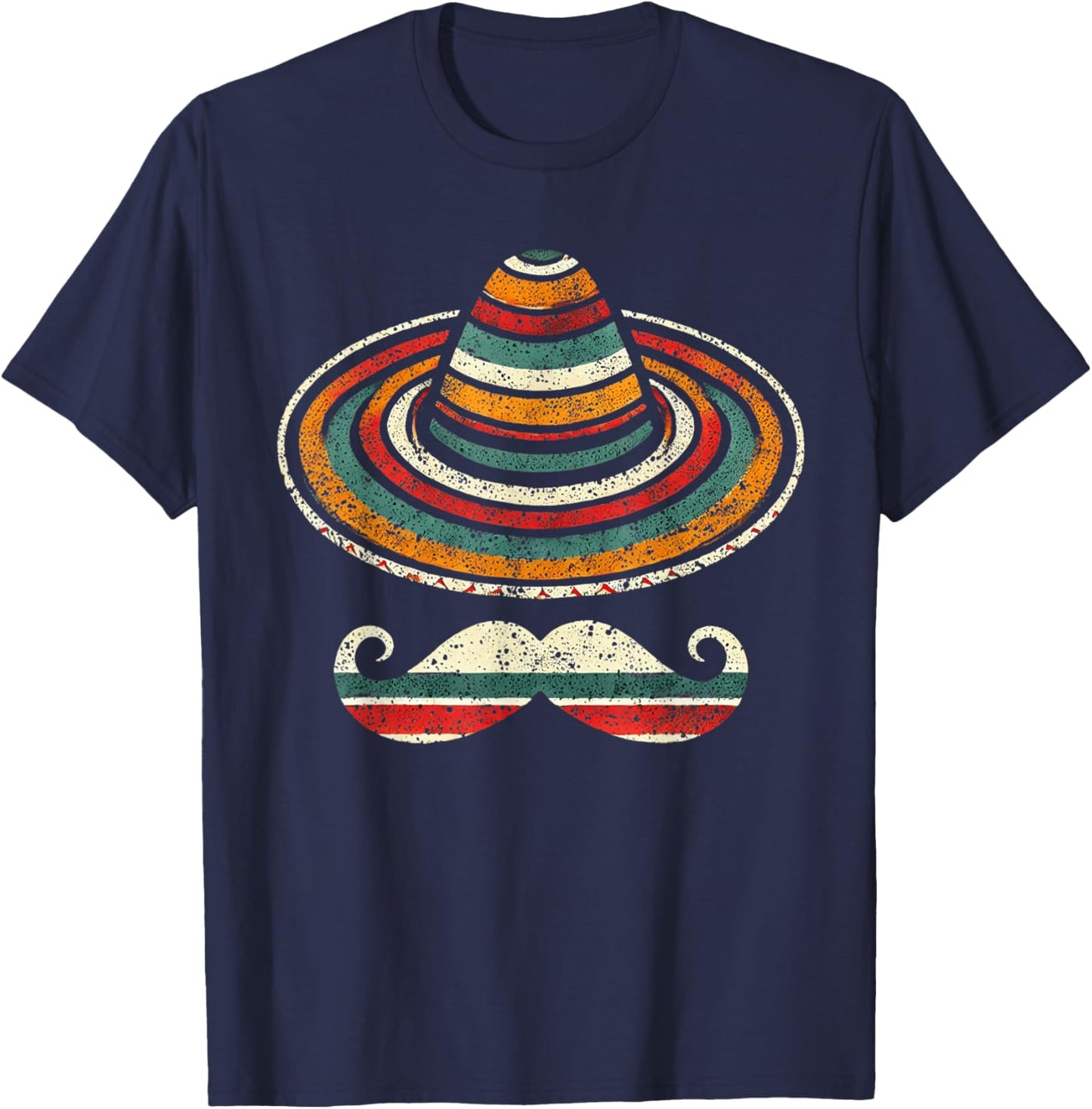 Sombrero Serape Cinco De Mayo Mustache Fiesta Men Boys T-Shirt - T-Shirt | Navy
