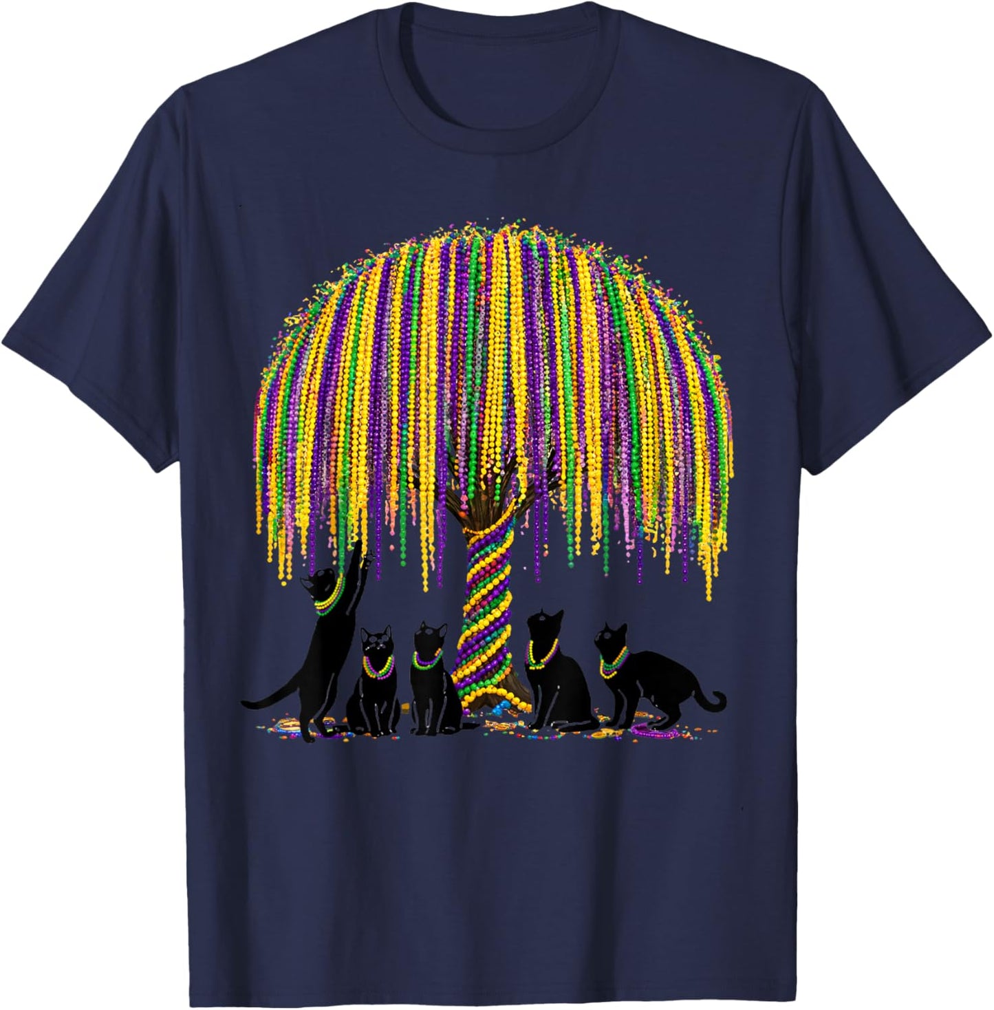 Funny Curious Cats Mardi Gras Outfit Kids Teens T-Shirt - T-Shirt | Navy