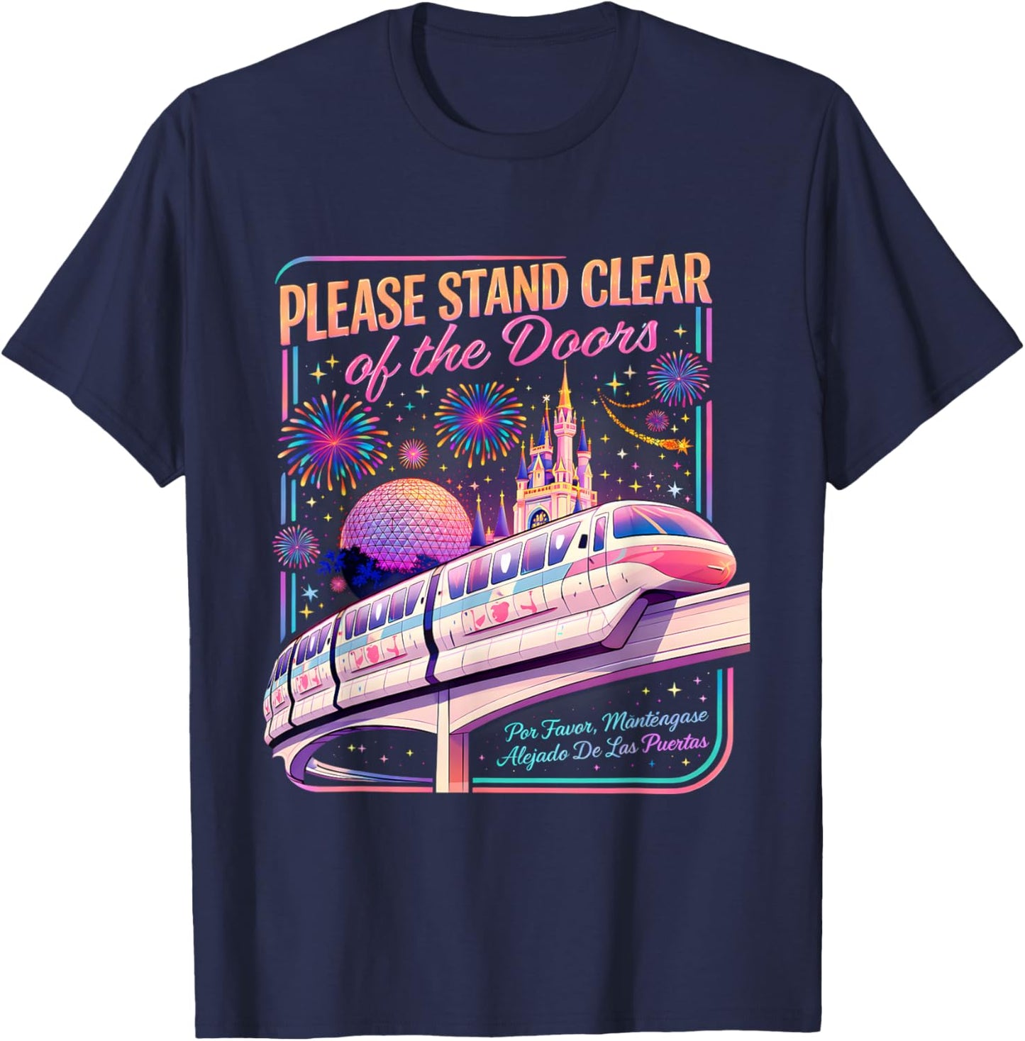 Please Stand Clear of The Doors Monorail Art T-Shirt - T-Shirt | Navy