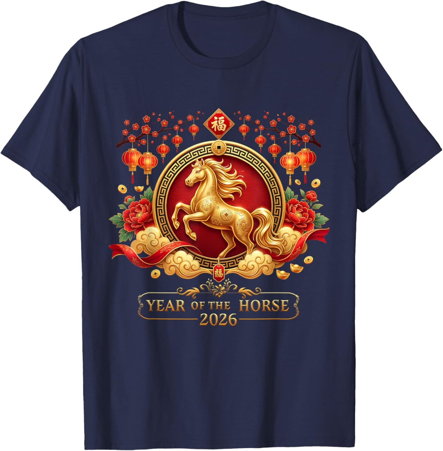 Chinese New Year 2026 Year of The Horse Family Men Women Kid T-Shirt - T-Shirt | Navy