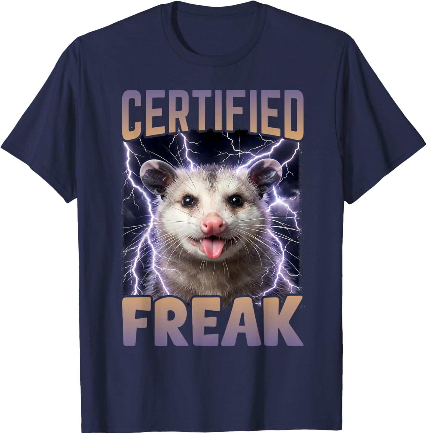Certified Freak Possum Funny Cursed Meme T-Shirt - T-Shirt | Navy