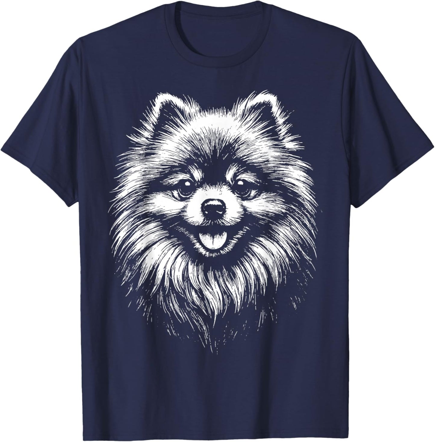 Pomeranian Illustration Zwergspitz T-Shirt - T-Shirt | Navy
