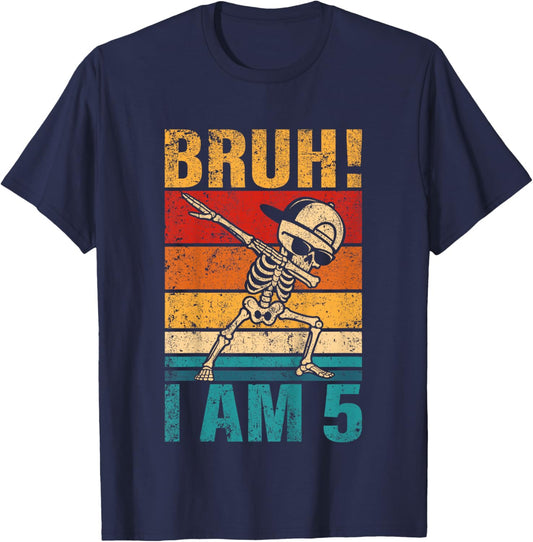 5 Year Old Birthday Dabbing Boy Bruh It's My 5th Birthday T-Shirt - T-Shirt | Navy