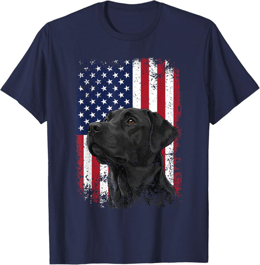 Patriotic Lab Hunting Labrador US Flag Hunting Dog T-Shirt - T-Shirt | Navy