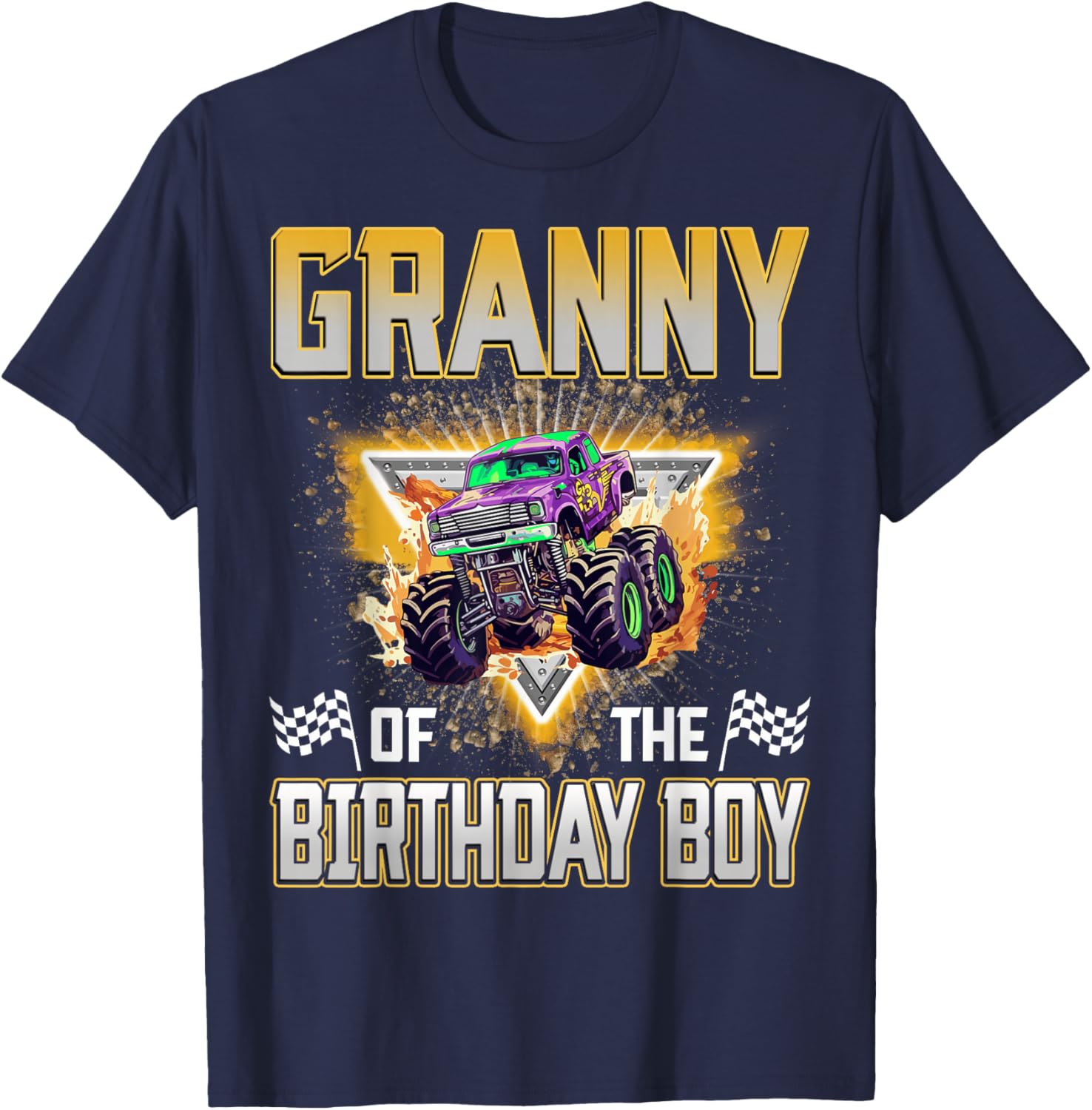 Granny of The Birthday Boy Monster Truck Birthday Family T-Shirt - T-Shirt | Navy