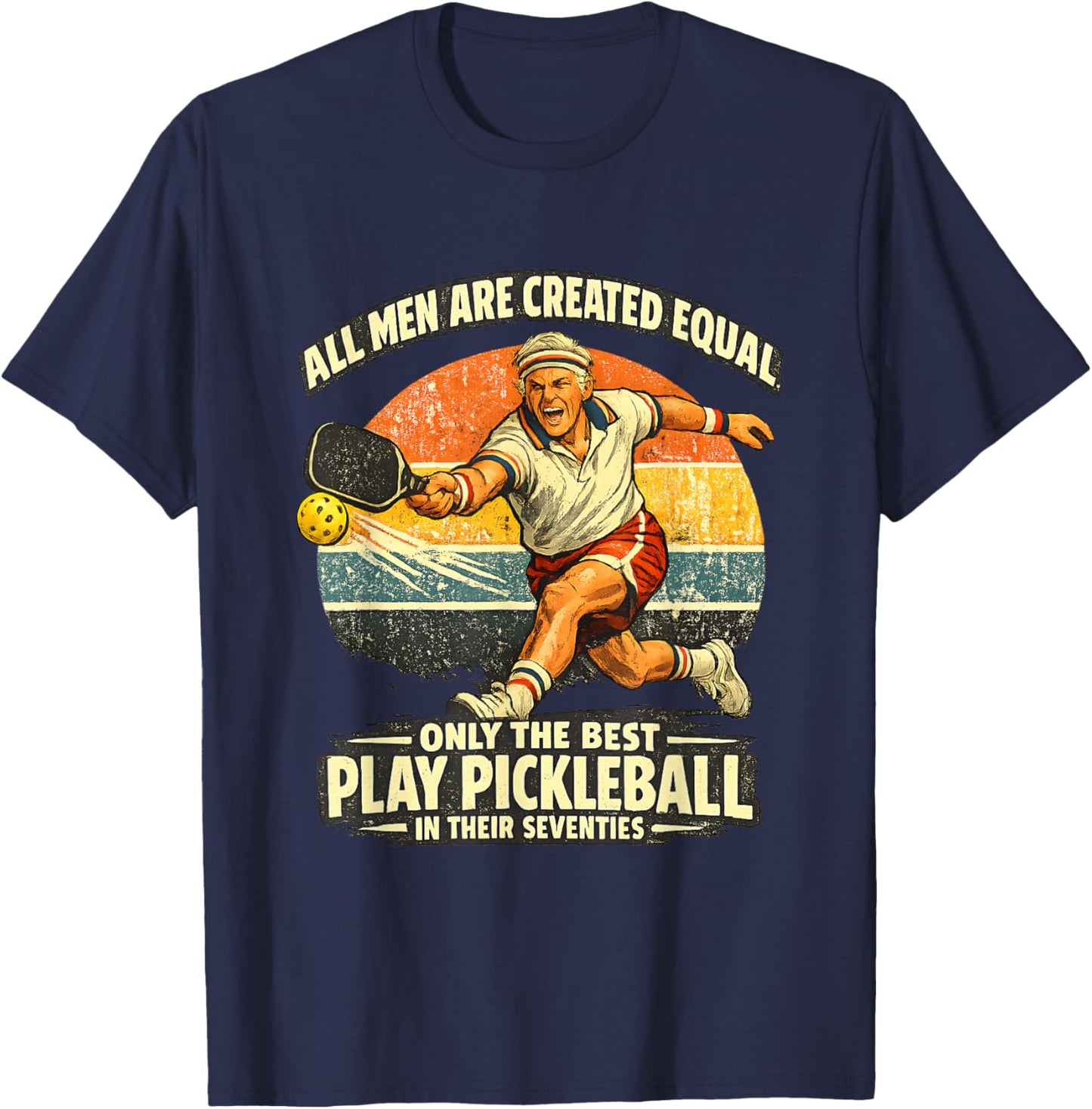 Funny 70th Birthday Pickleball Player 70 Years Old Paddle T-Shirt - T-Shirt | Navy
