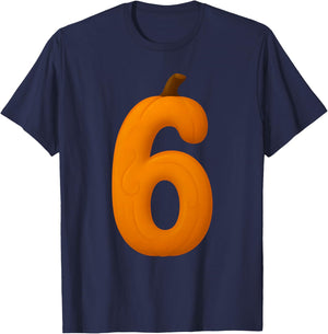 6 Number Six Seven Fall Pumpkin Halloween Funny Matching T-Shirt - T-Shirt | Navy