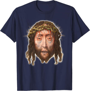 Jesus Christ Man of Sorrows Aelbert Bouts Painting 1505 T-Shirt - T-Shirt | Navy