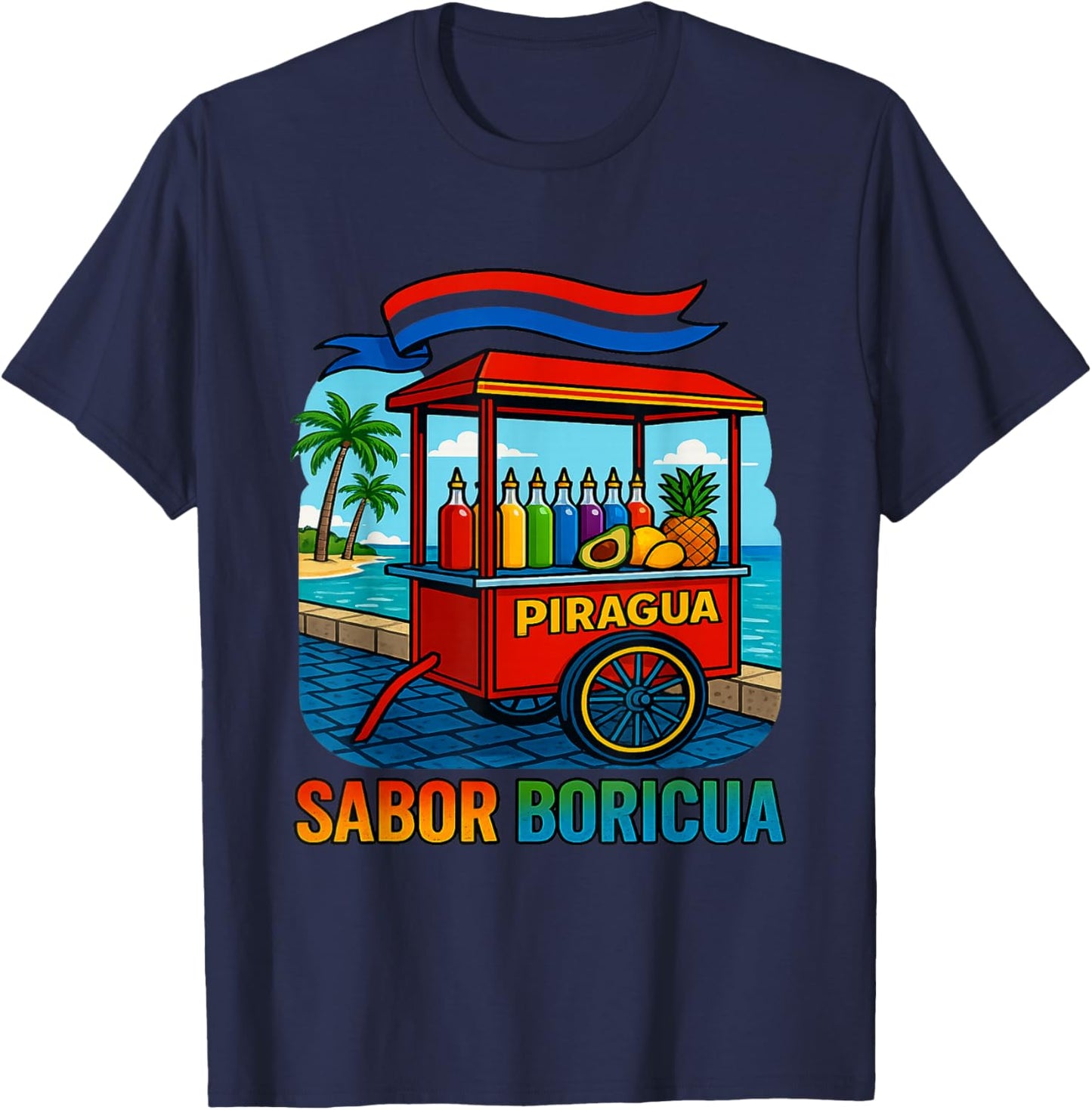 Piragua Sabor Boricua Tropical Vibes Puerto Rico T-Shirt - T-Shirt | Navy