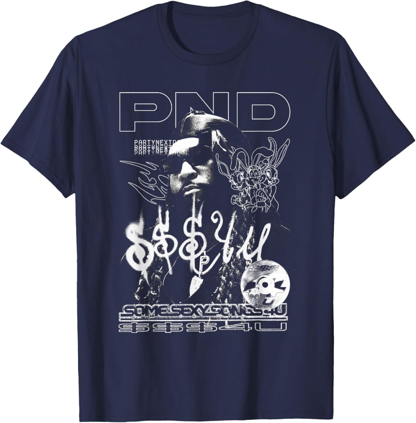 PARTYNEXTDOOR Outline Graphic T-Shirt - T-Shirt | Navy
