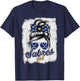 Vintage Sabres Girl Messy Bun Retro Sports Fan Team Spirit T-Shirt - T-Shirt | Navy