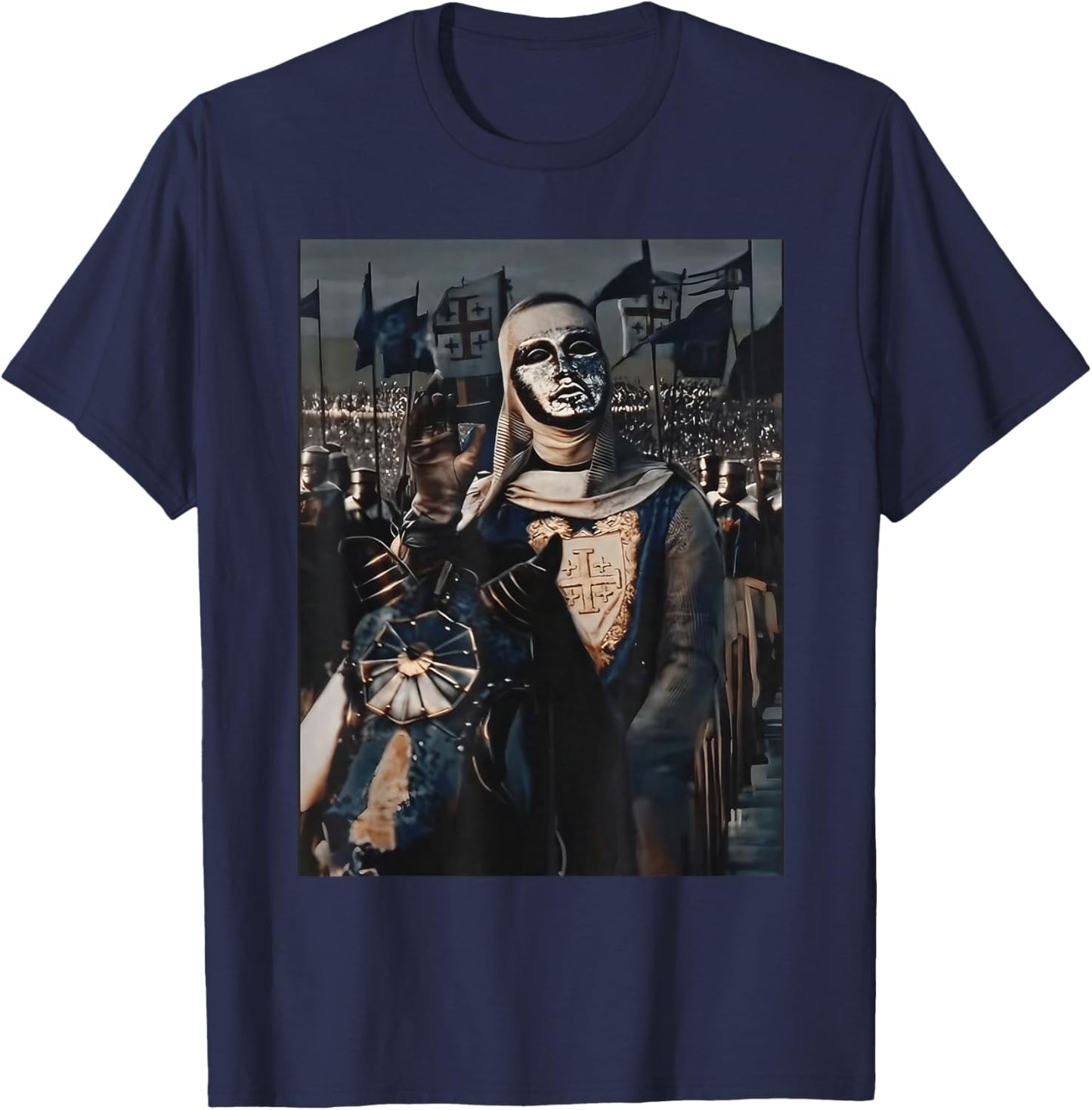 Sliver Mask King Baldwin IV Meme The Leper King Warrior T-Shirt - T-Shirt | Navy