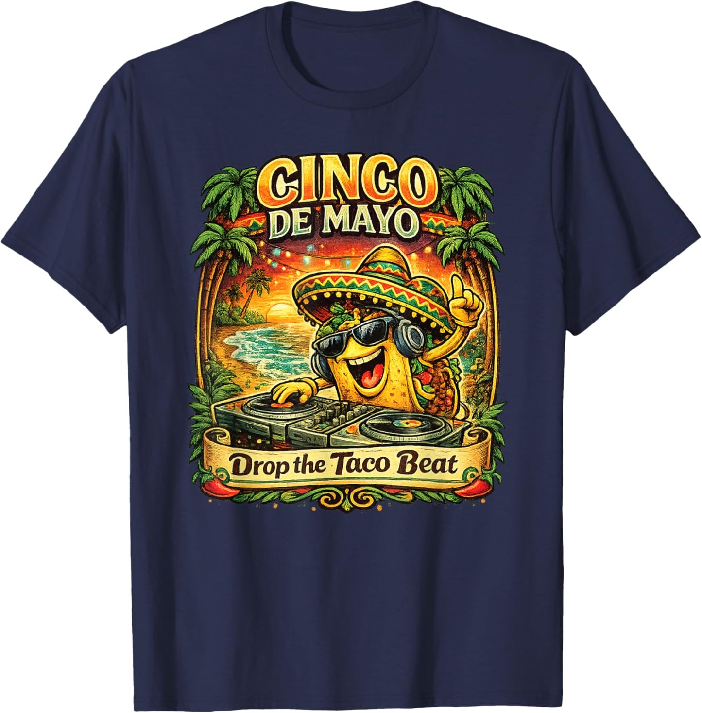 Taco DJ at Cinco de Mayo Party T-Shirt - T-Shirt | Navy