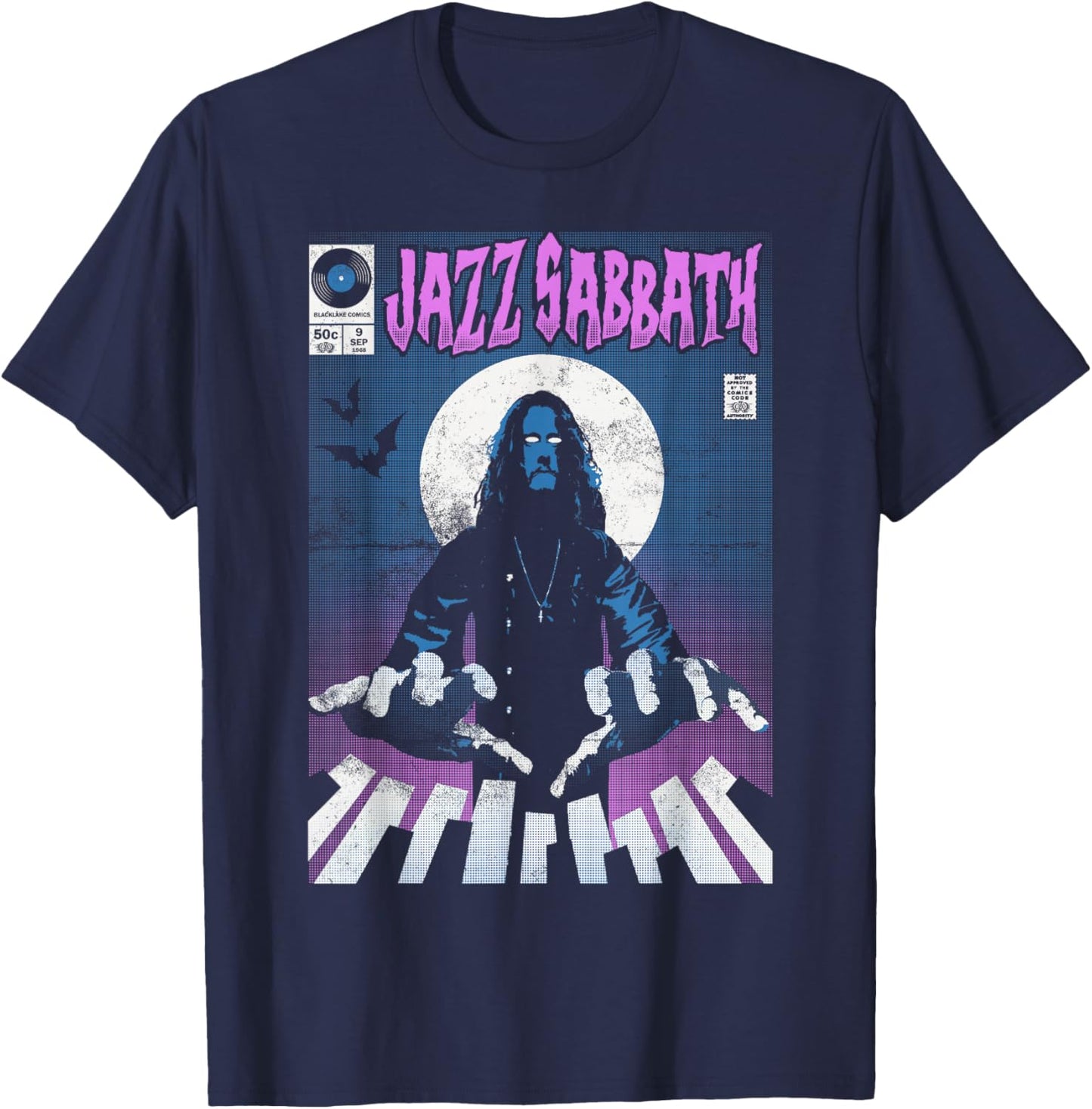 Jazz Sabbath - 1968 Comic Book T-Shirt - T-Shirt | Navy