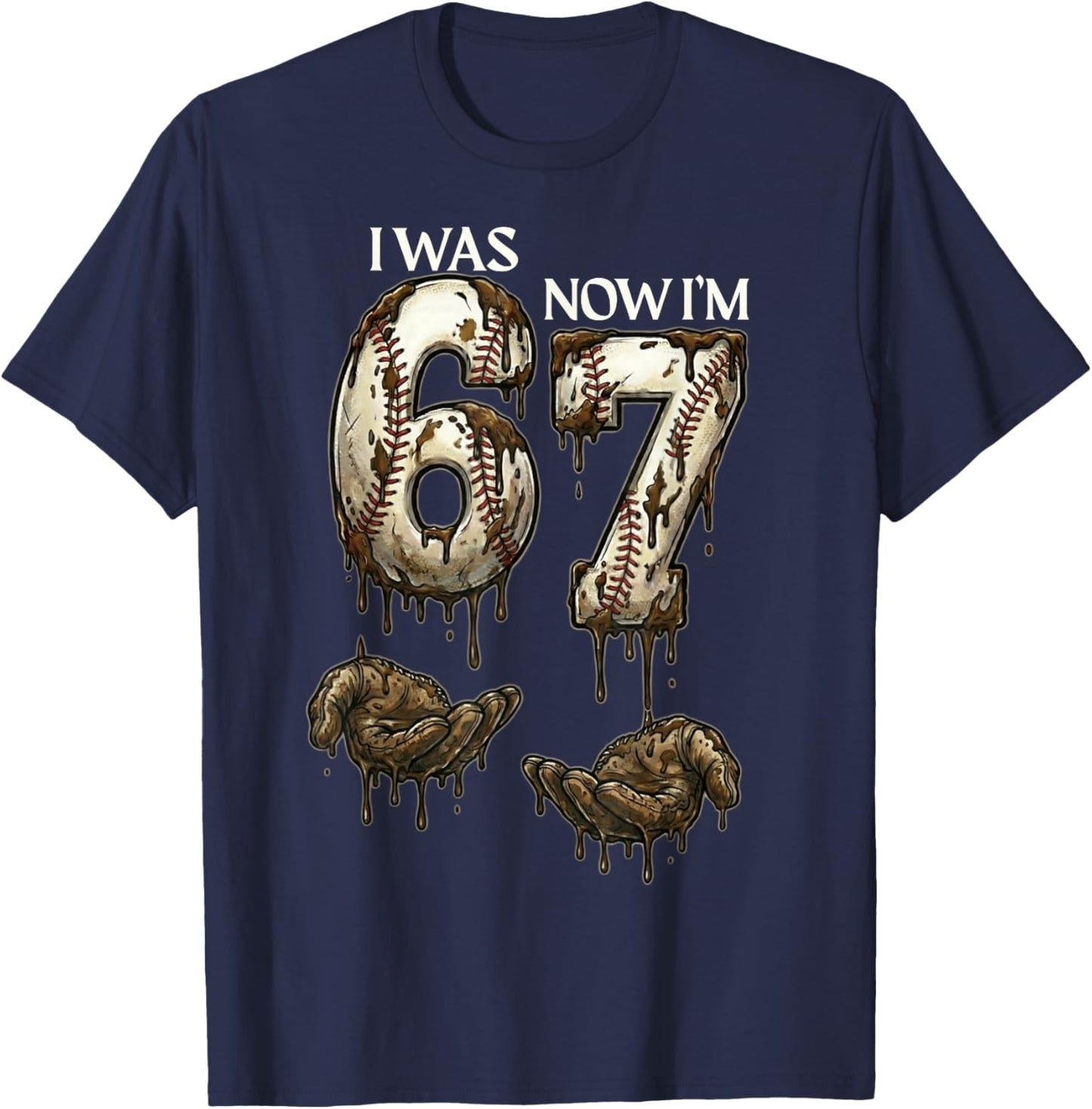 I was 6 Now I'm 7 Funny Baseball 6 7 Birthday Boys Girls T-Shirt - T-Shirt | Navy