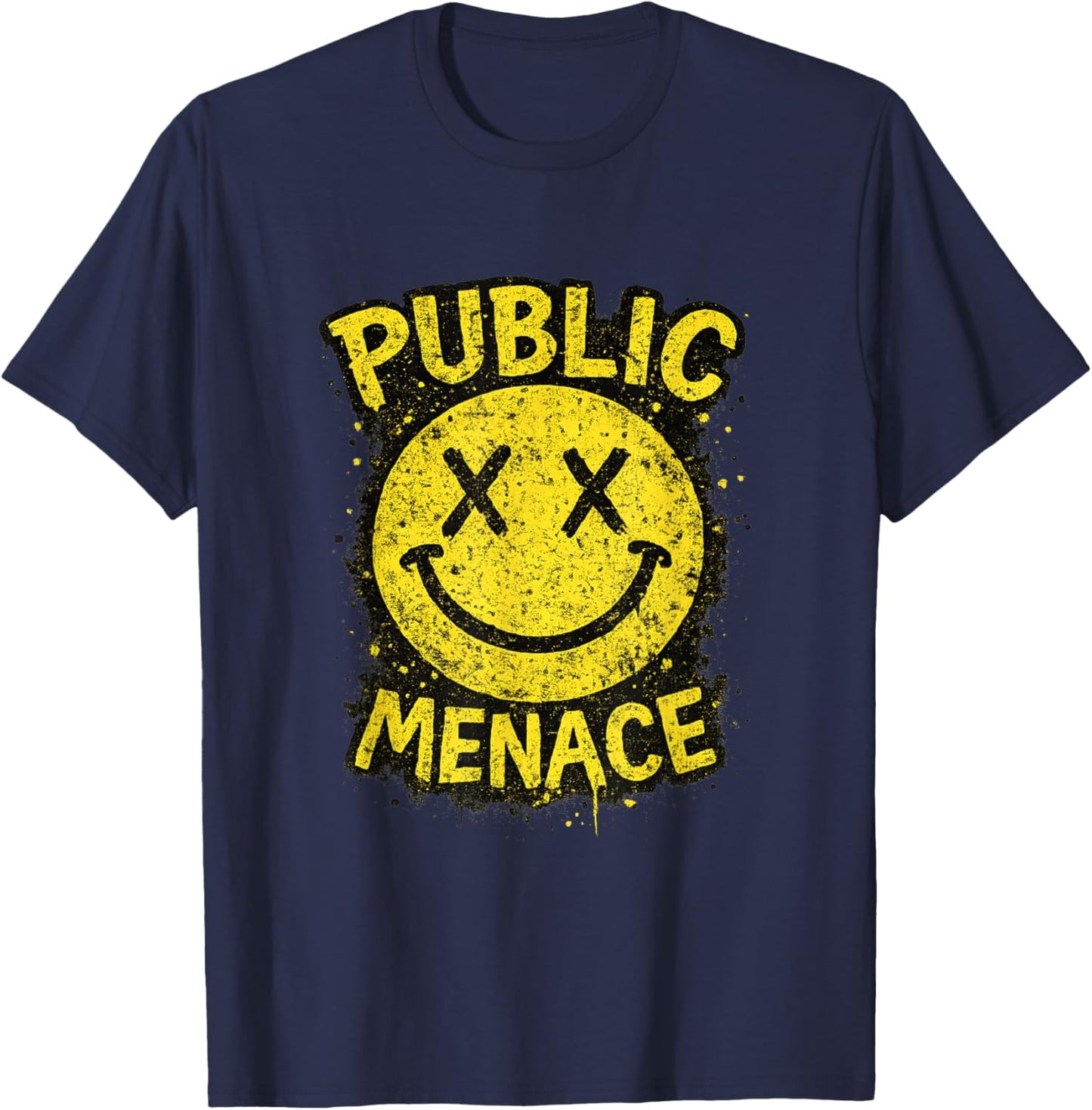 Vintage Public Menace Graphic Hilarious Meme Sayings T-Shirt - T-Shirt | Navy