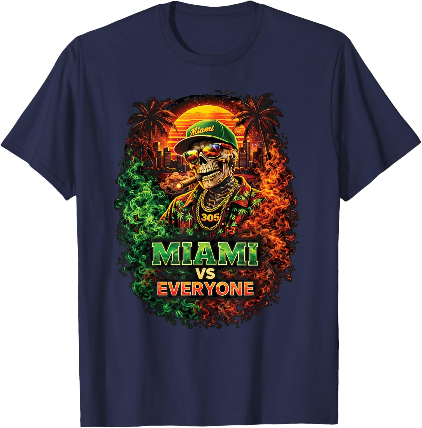 Miami vs Everyone 305 Pride City Attitude Street Culture T-Shirt - T-Shirt | Navy