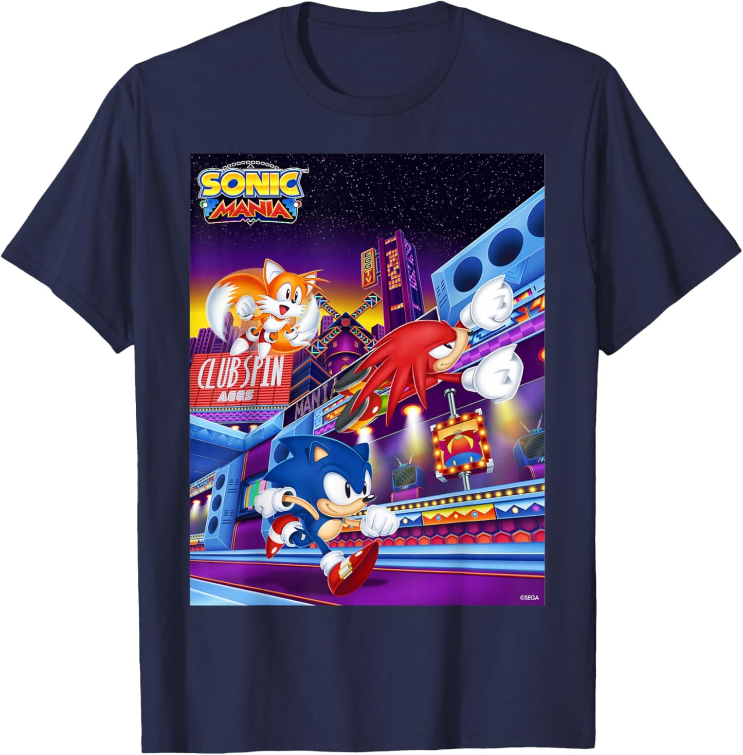 Sonic The Hedgehog - Sonic Mania Club Spin T-Shirt - T-Shirt | Navy