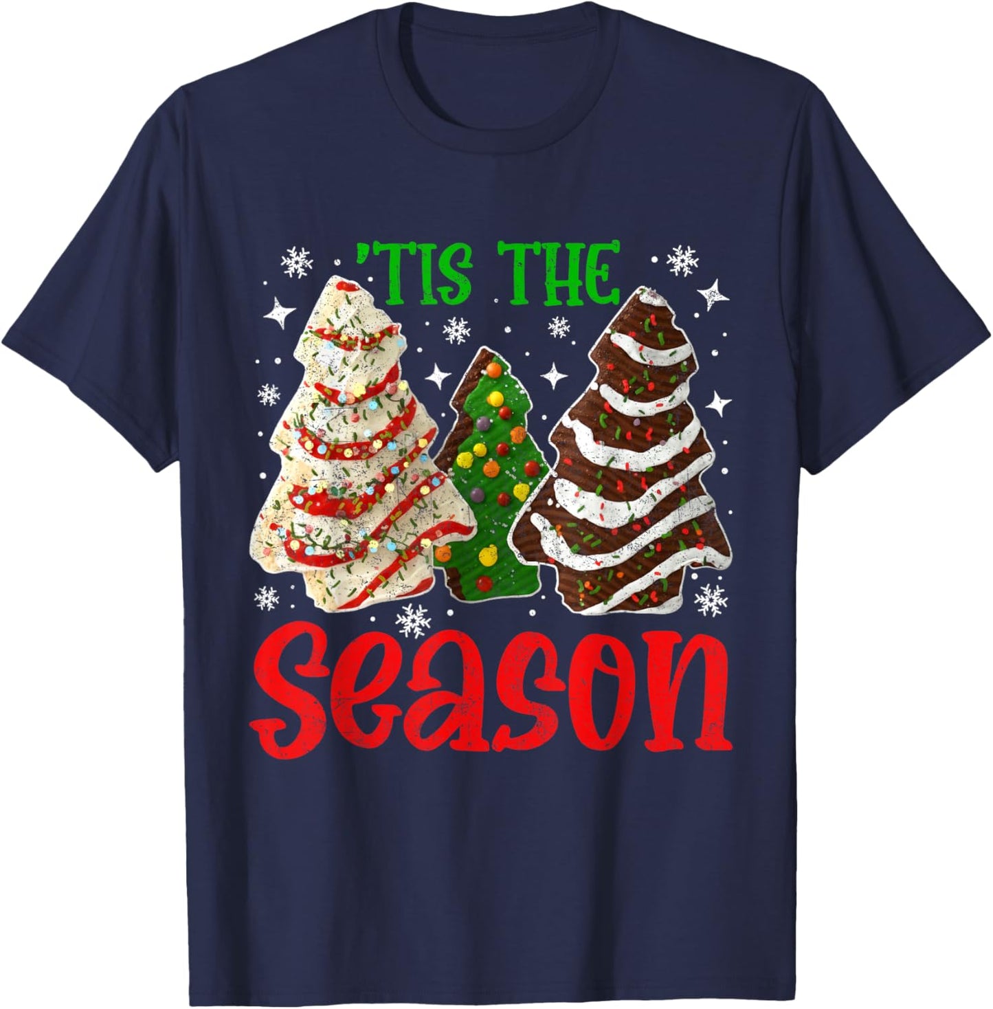 Retro Tis The Season Christmas Tree Cakes T-Shirt - T-Shirt | Navy