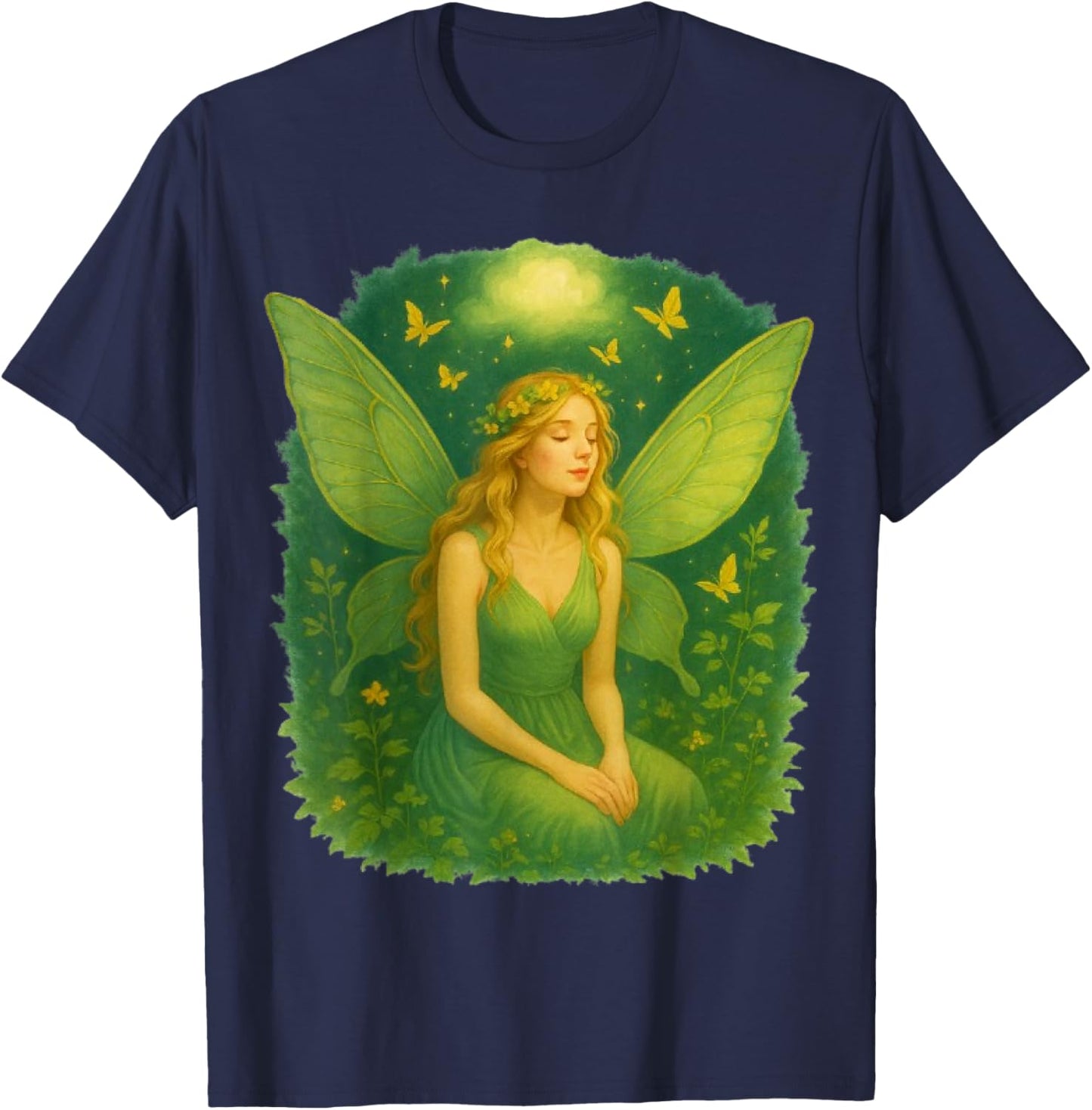 Enchanted Woodland Fairy Fantasy Mystical Butterflies T-Shirt - T-Shirt | Navy