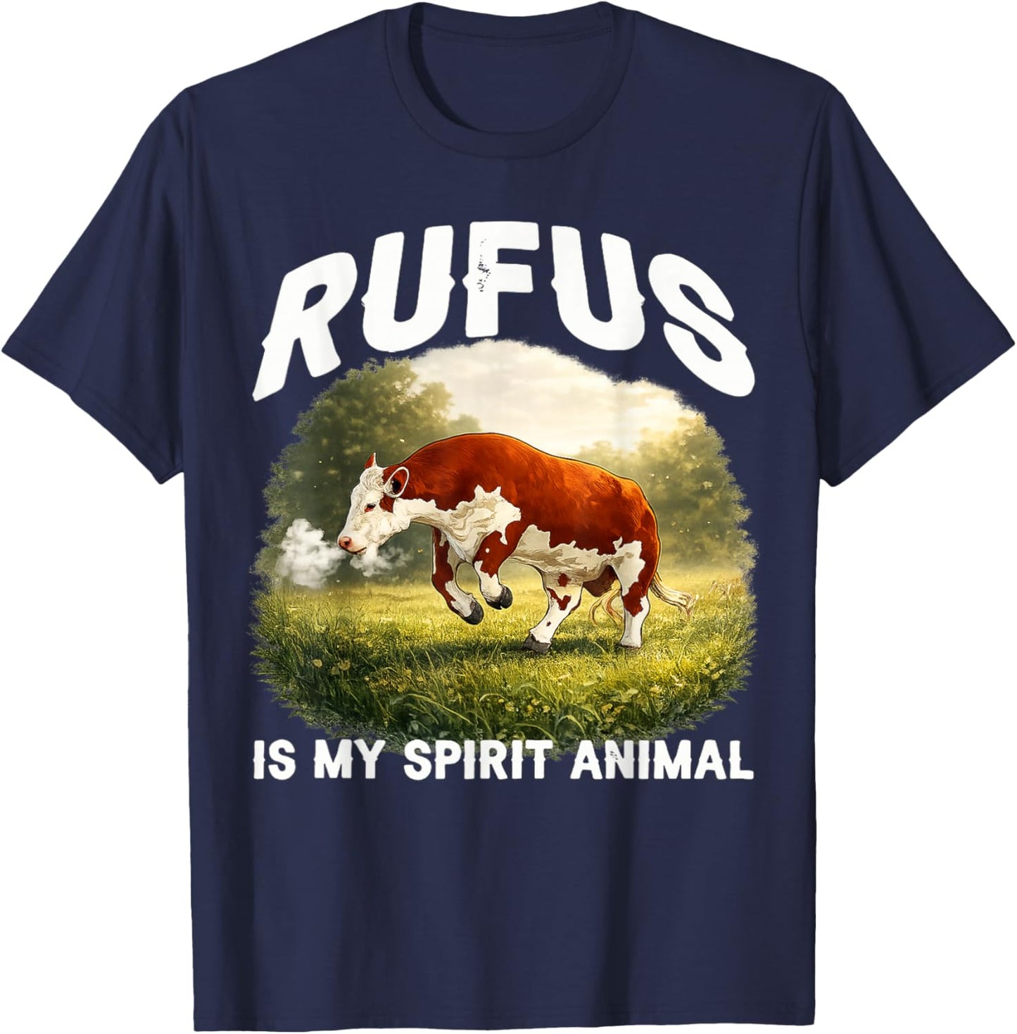 Rufus The Bull Rufus is My Spirit Animal Farm Lover T-Shirt - T-Shirt | Navy