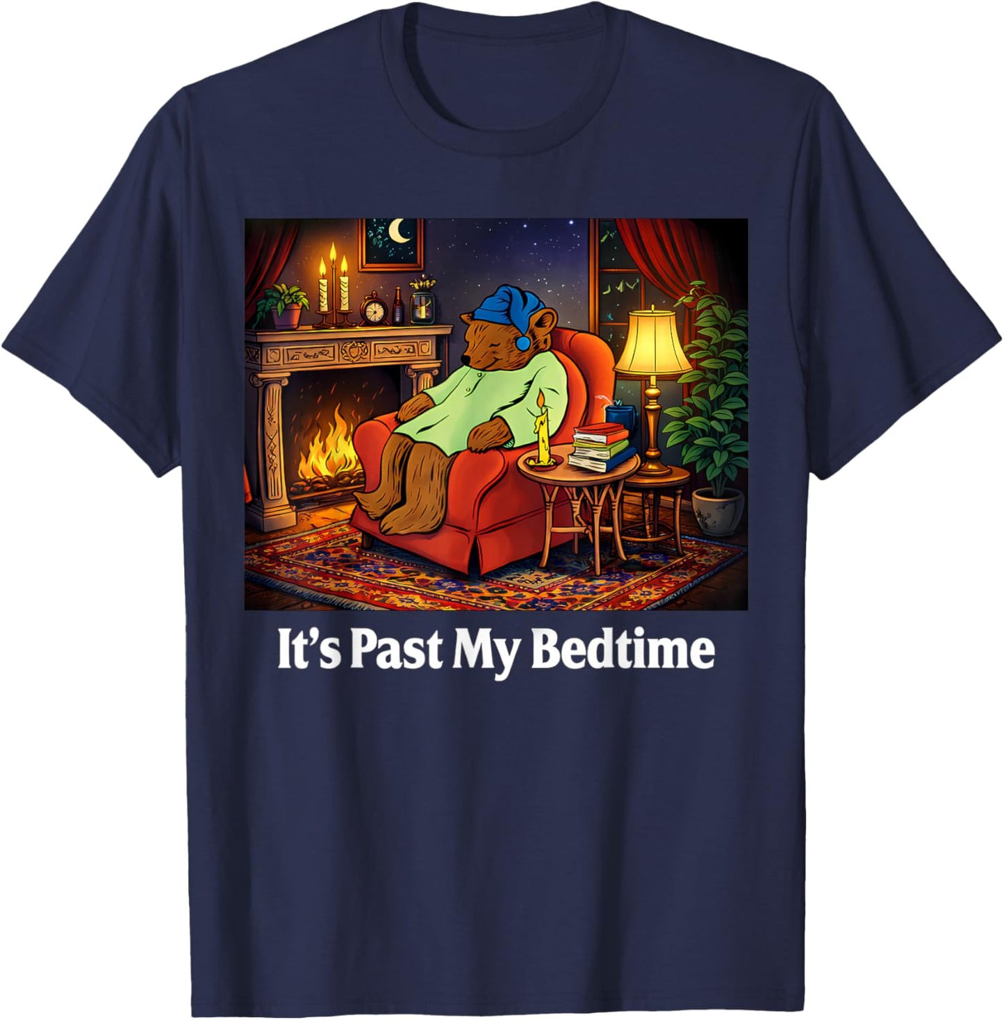It's Past My Bedtime Funny Bear Lover Reading Father's Day T-Shirt - T-Shirt | Navy
