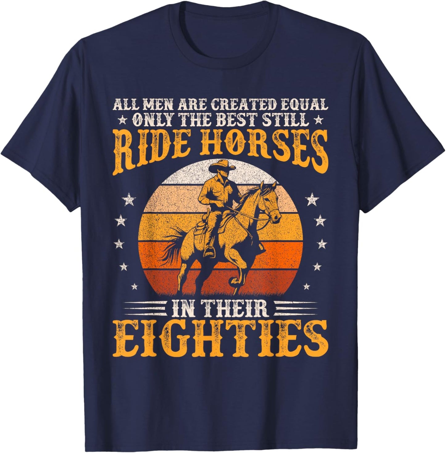 80th Birthday Western Rodeo 80 Years Old Horse Rider Cowboy T-Shirt - T-Shirt | Navy
