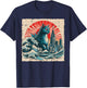 Japanese Cat Monster Great Wave City Ukiyo-e Men Women Kids T-Shirt - T-Shirt | Navy