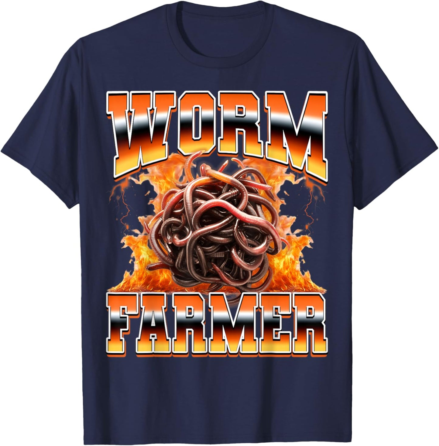 Worm Farmer Worm Farming Worm Farm Vermiculture 90s Bootleg T-Shirt - T-Shirt | Navy
