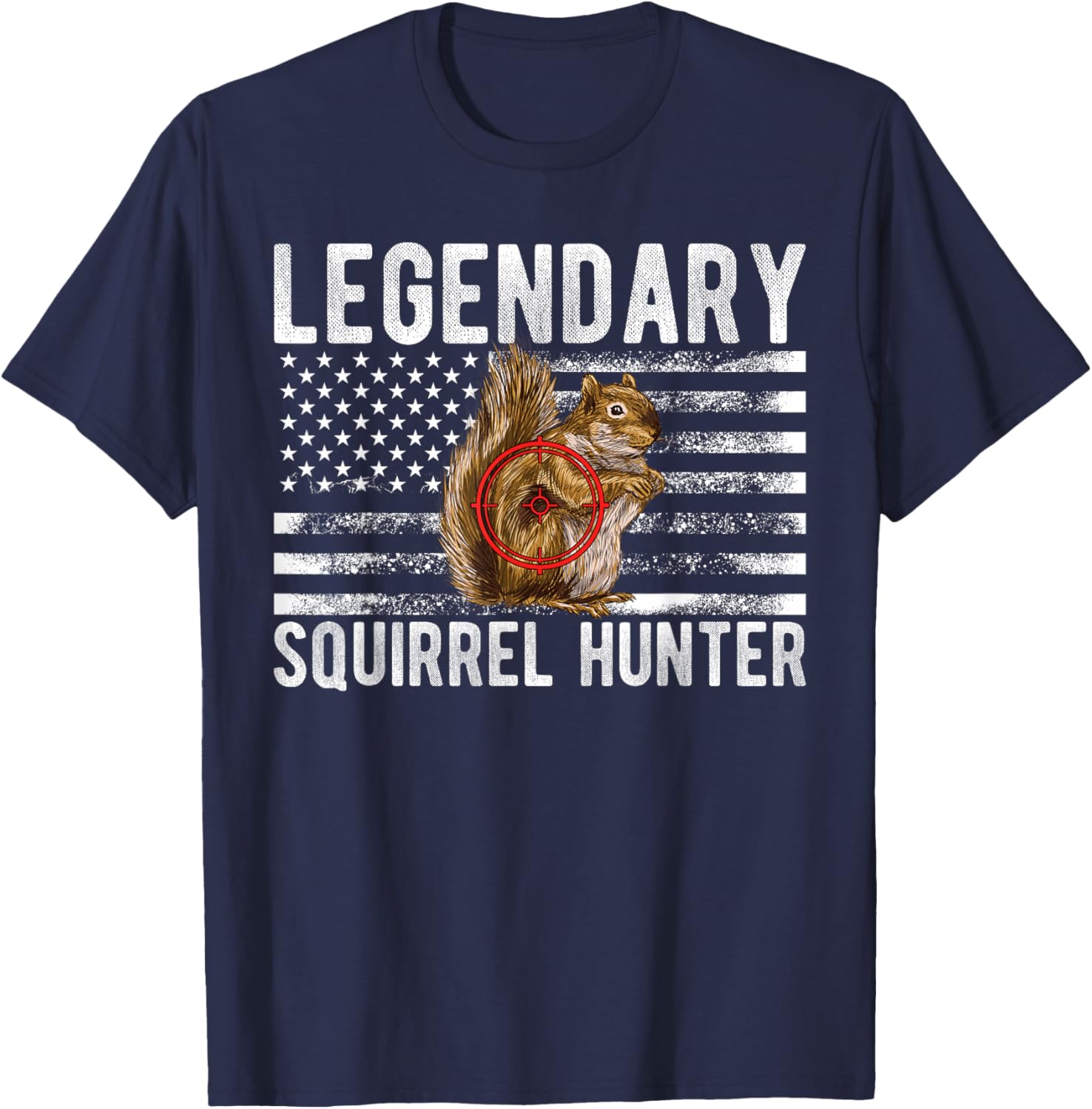Legendary Squirrel Hunter Squirrel Hunting US Flag T-Shirt - T-Shirt | Navy
