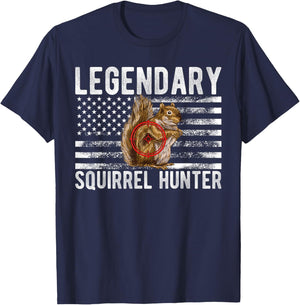 Legendary Squirrel Hunter Squirrel Hunting US Flag T-Shirt - T-Shirt | Navy