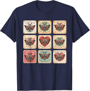 Cute Mothman Valentine Puns Cryptid Lover Cards T-Shirt - T-Shirt | Navy